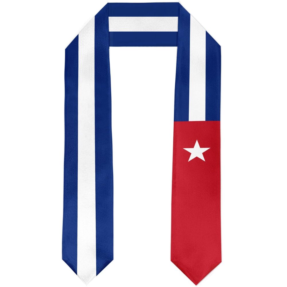 7204 Cuba Flag Graduation Stole Satin Sash Scarf for Study Aboard